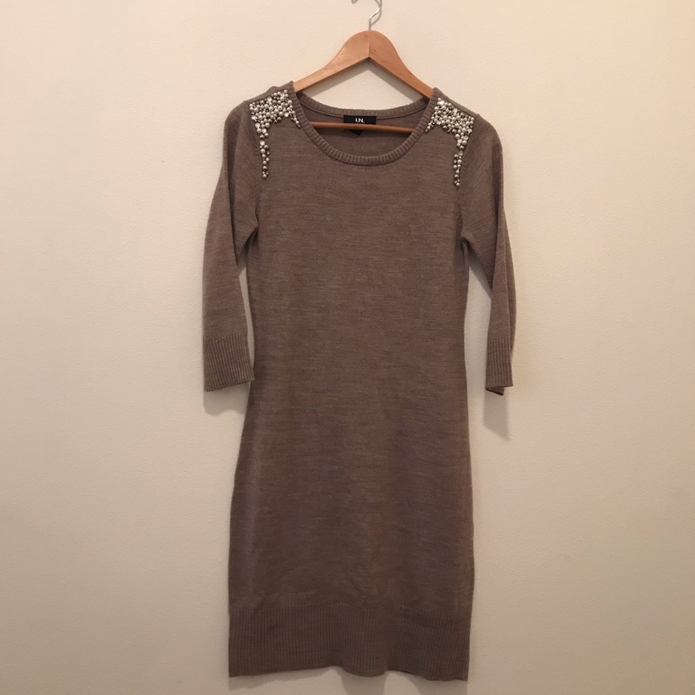 Beaded Shoulder Sweater Dress SIZE MEDIUM